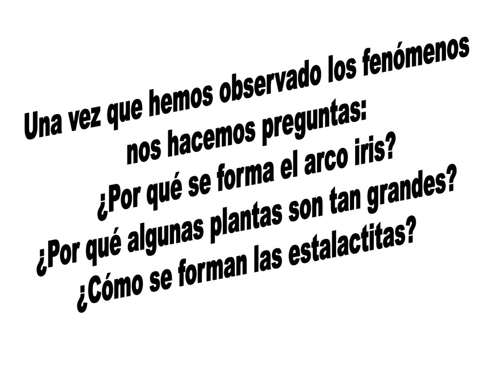 Una vez que hemos observado los fenómenos nos hacemos preguntas: