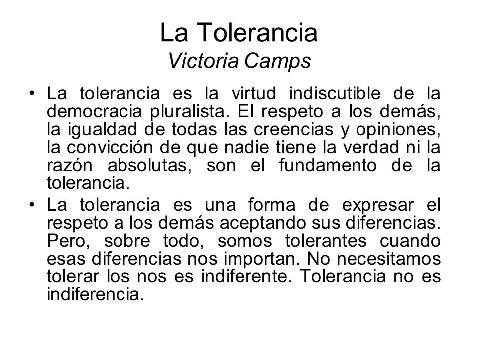 La Tolerancia Victoria Camps