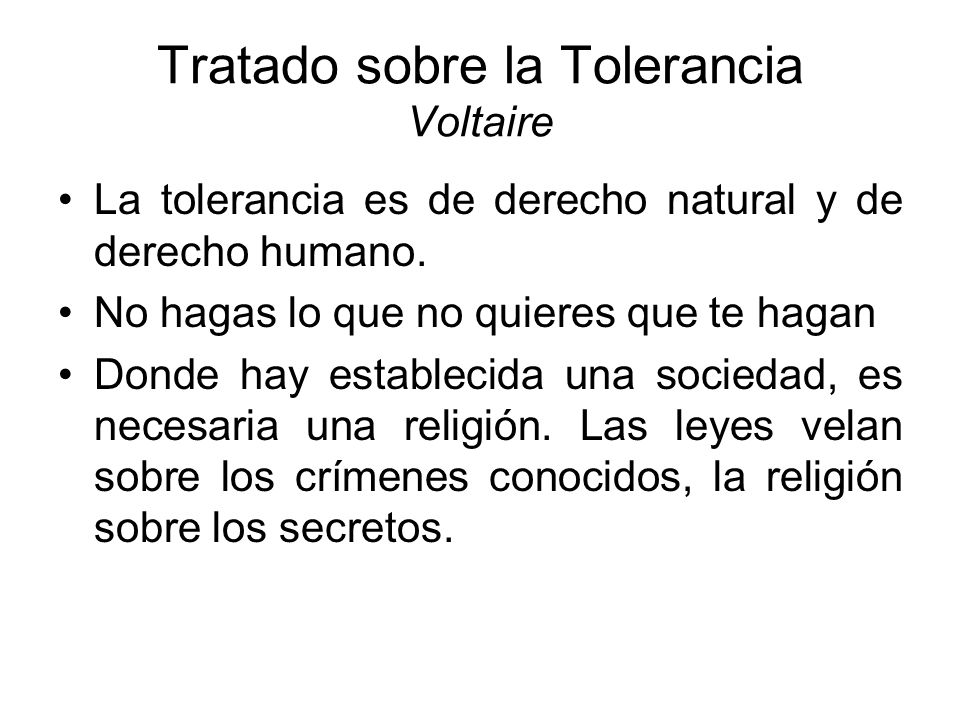 Tratado sobre la Tolerancia Voltaire