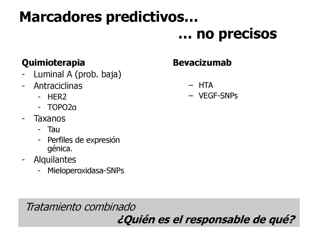 Marcadores predictivos… … no precisos