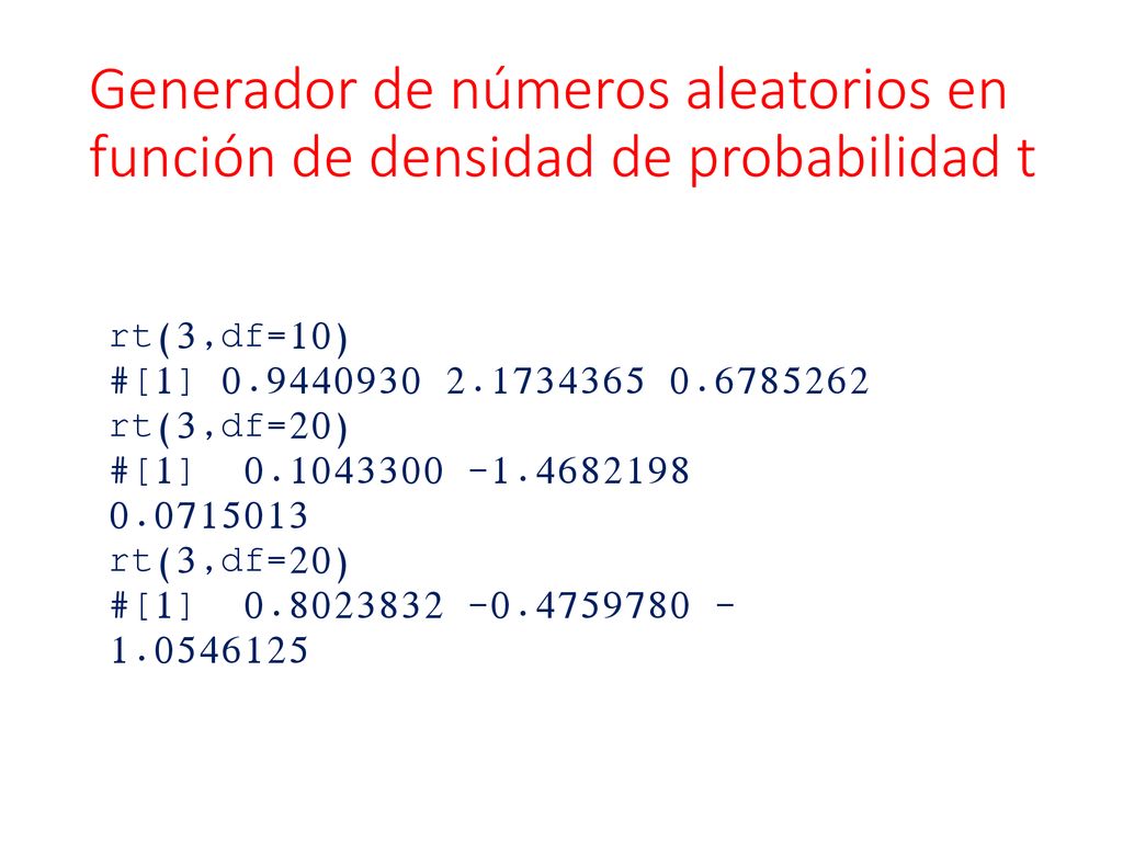 Generador de números aleatorios en función de densidad de probabilidad t