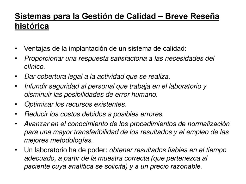 Sistemas para la Gestión de Calidad – Breve Reseña histórica