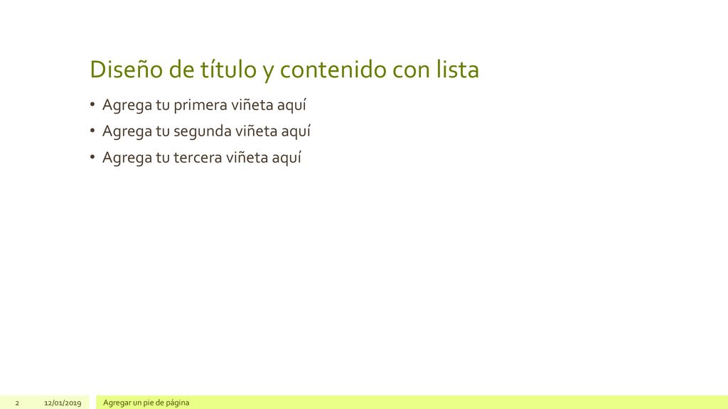 Diseño de título y contenido con lista