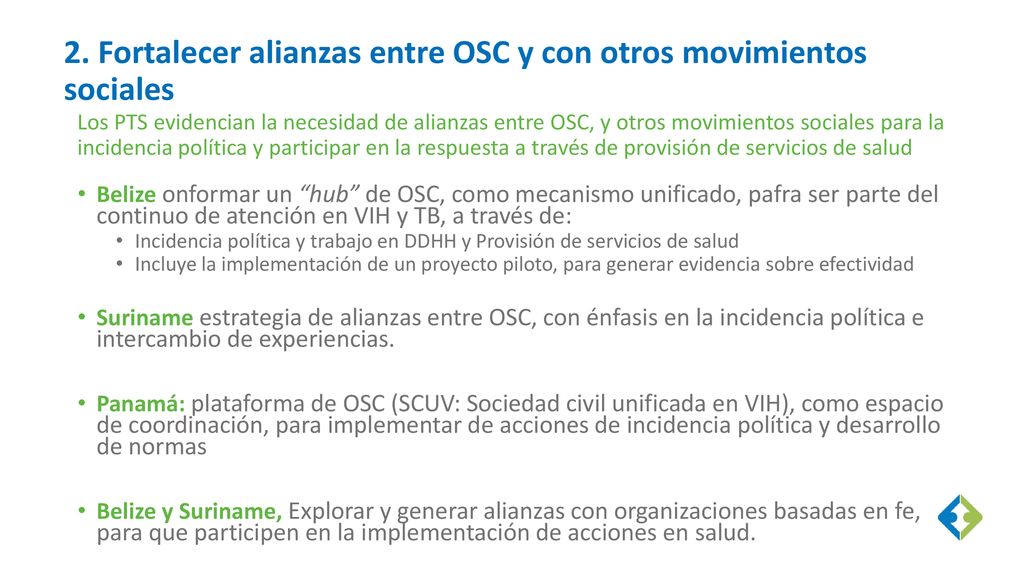 2. Fortalecer alianzas entre OSC y con otros movimientos sociales