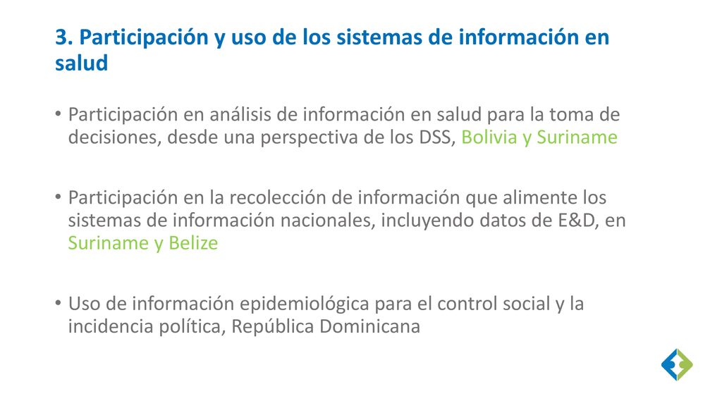 3. Participación y uso de los sistemas de información en salud