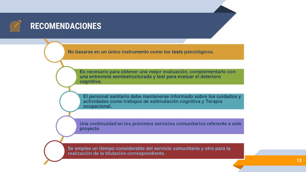 RECOMENDACIONES No basarse en un único instrumento como los tests psicológicos.