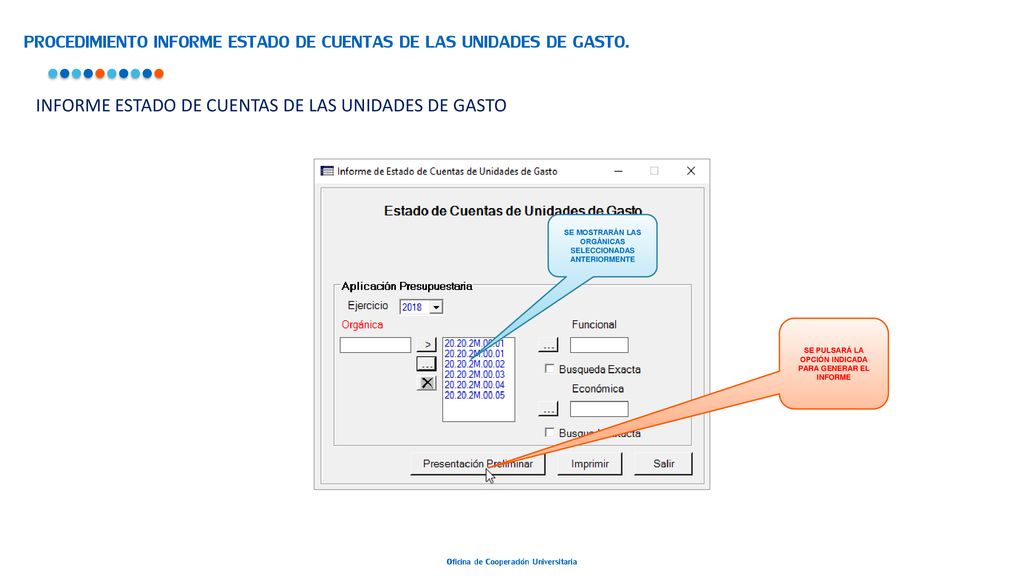 PROCEDIMIENTO INFORME ESTADO DE CUENTAS DE LAS UNIDADES DE GASTO.