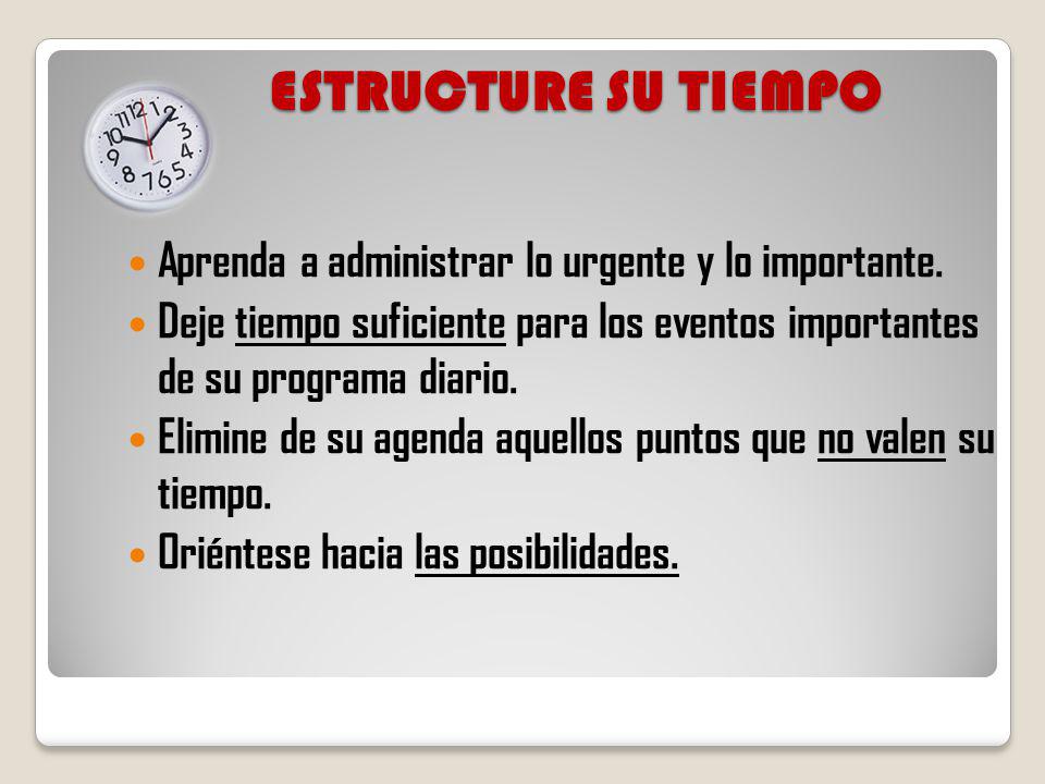 ESTRUCTURE SU TIEMPO Aprenda a administrar lo urgente y lo importante.