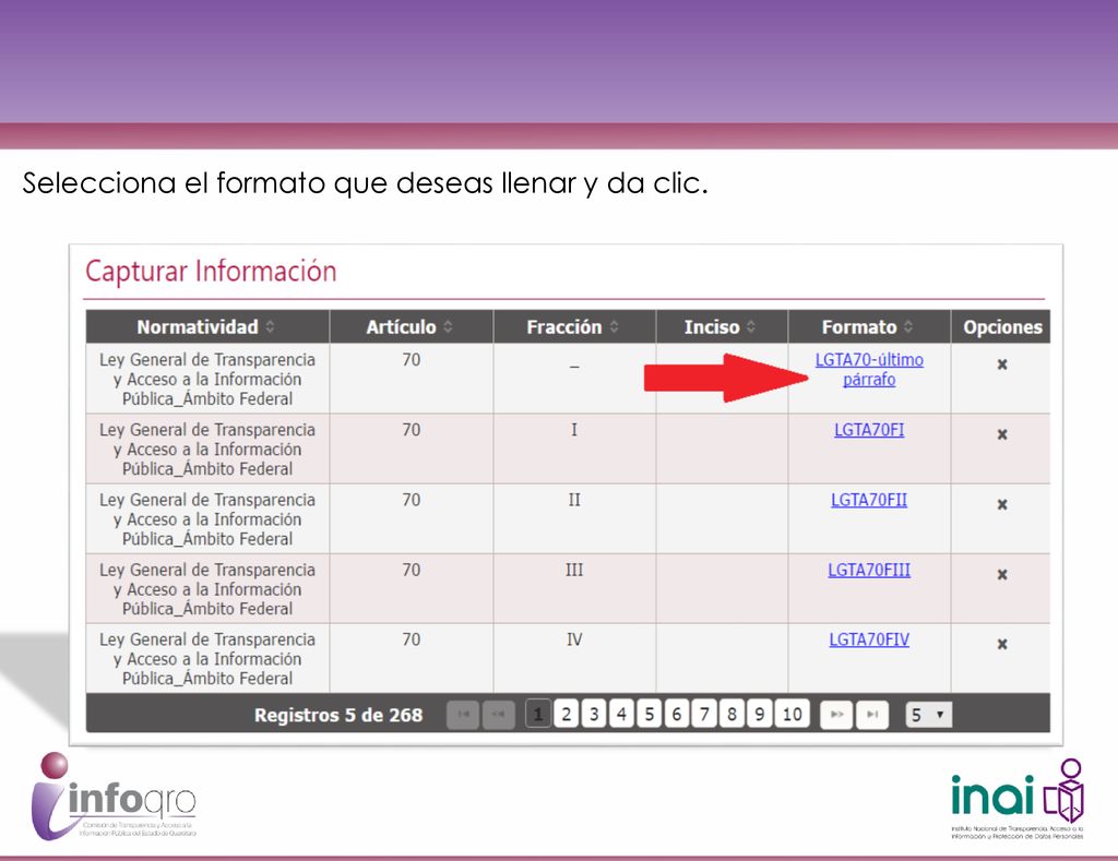 Selecciona el formato que deseas llenar y da clic.