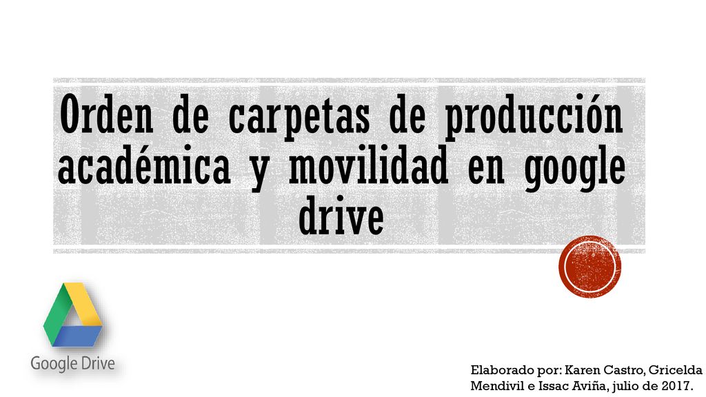 Orden de carpetas de producción académica y movilidad en google drive