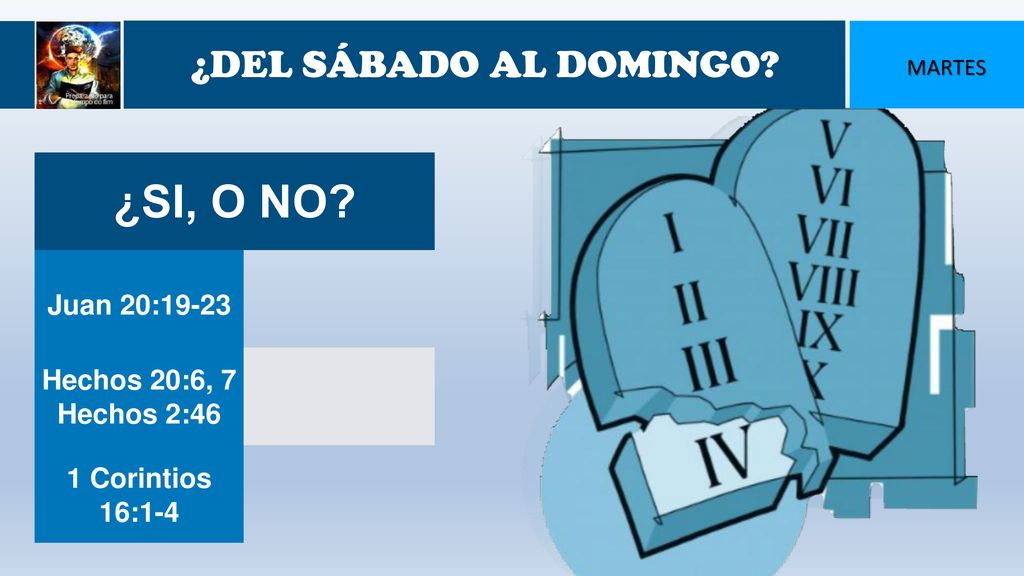 ¿SI, O NO ¿DEL SÁBADO AL DOMINGO Juan 20:19-23 Hechos 20:6, 7