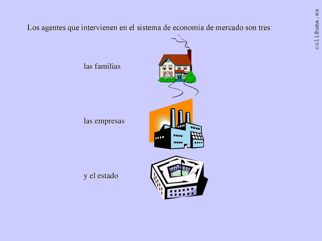 Los agentes que intervienen en el sistema de economía de mercado son tres: