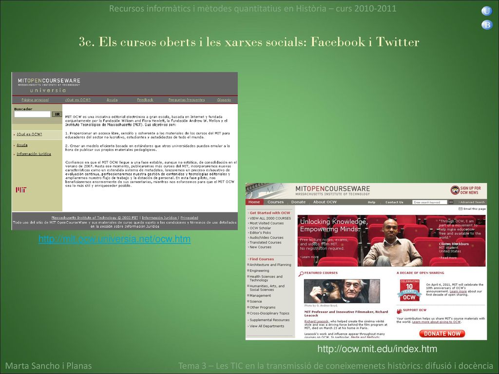 3c. Els cursos oberts i les xarxes socials: Facebook i Twitter