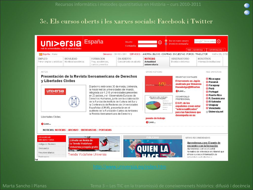 3c. Els cursos oberts i les xarxes socials: Facebook i Twitter