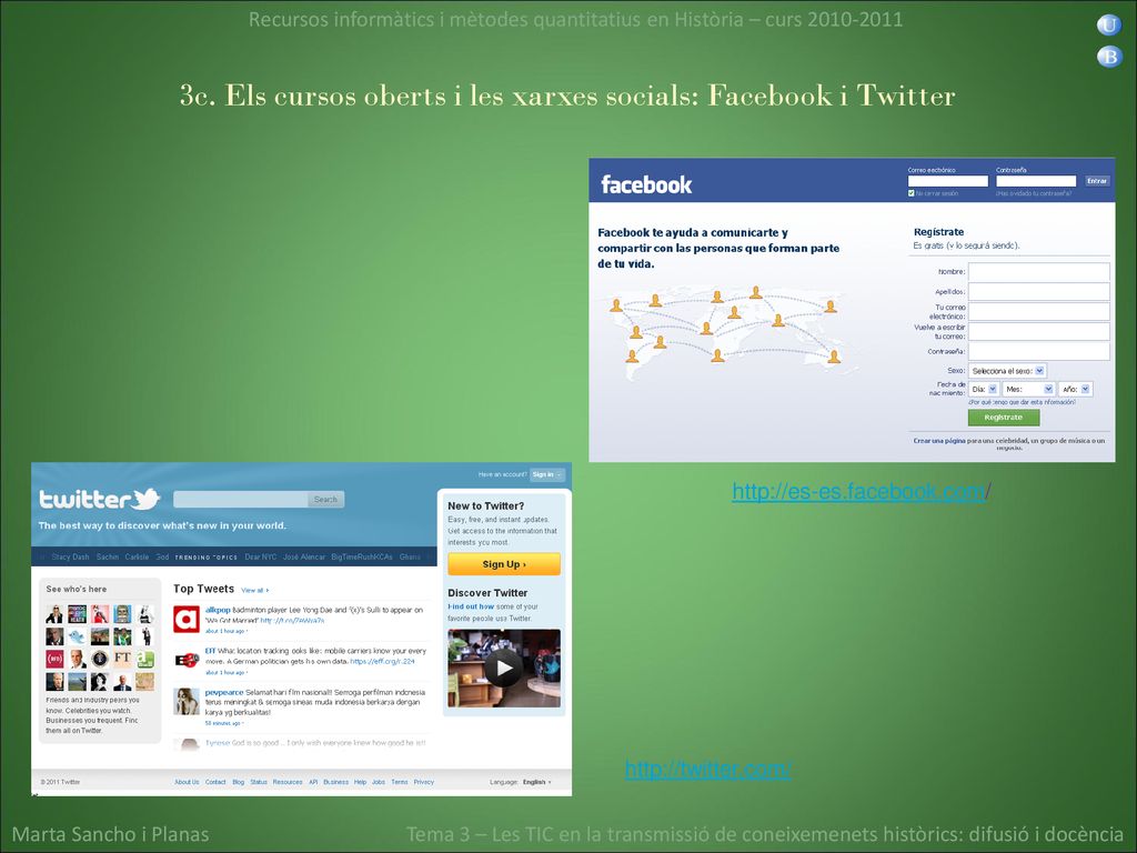3c. Els cursos oberts i les xarxes socials: Facebook i Twitter