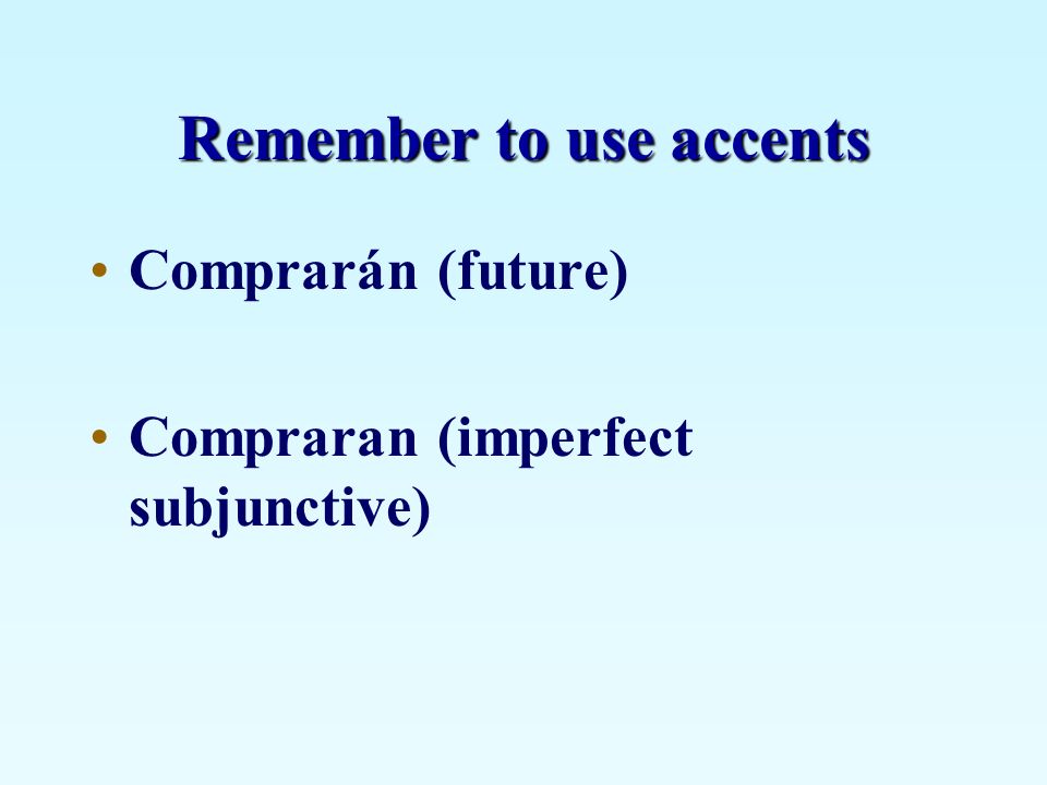 Remember to use accents