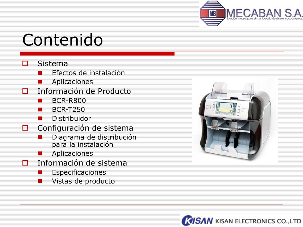 Contenido Sistema Información de Producto Configuración de sistema