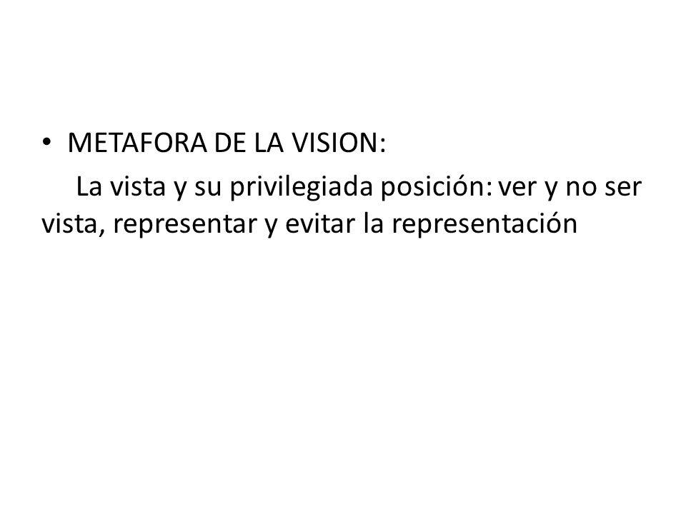 METAFORA DE LA VISION: La vista y su privilegiada posición: ver y no ser vista, representar y evitar la representación.