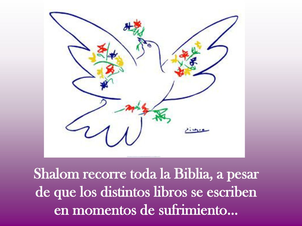 Shalom recorre toda la Biblia, a pesar de que los distintos libros se escriben en momentos de sufrimiento…