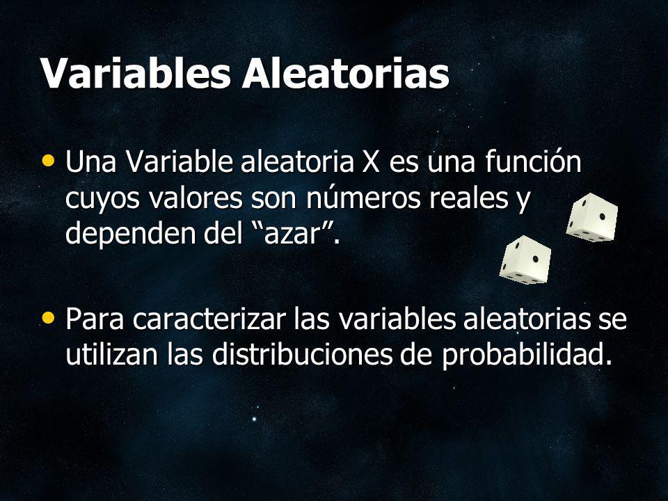 Variables Aleatorias Una Variable aleatoria X es una función cuyos valores son números reales y dependen del azar .