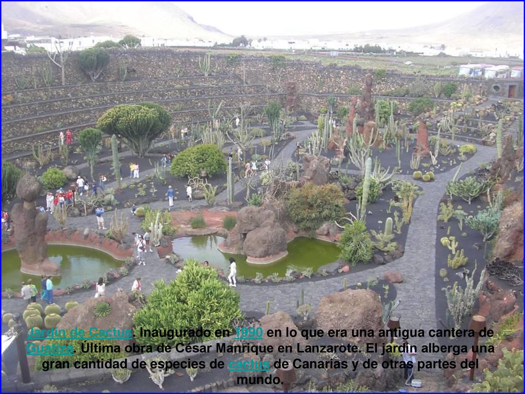 Jardín de Cactus. Inaugurado en 1990 en lo que era una antigua cantera de Guatiza.