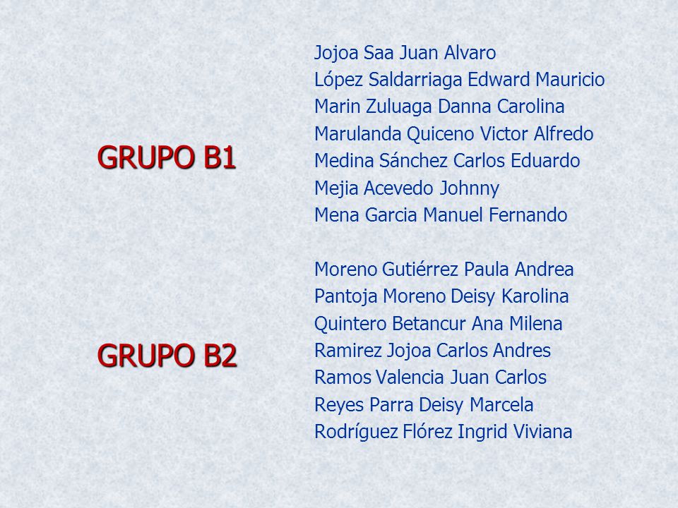 GRUPO B1 GRUPO B2 Jojoa Saa Juan Alvaro