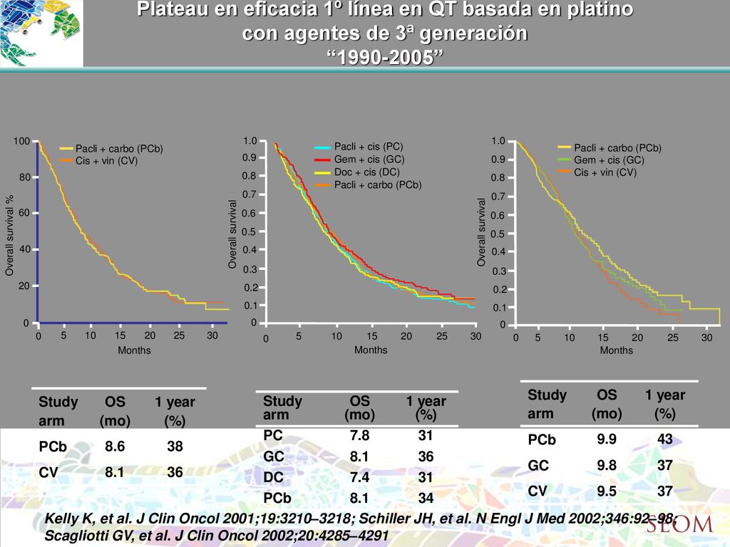 Plateau en eficacia 1º línea en QT basada en platino
