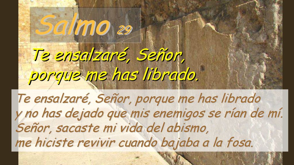Salmo 29 Te ensalzaré, Señor, porque me has librado.