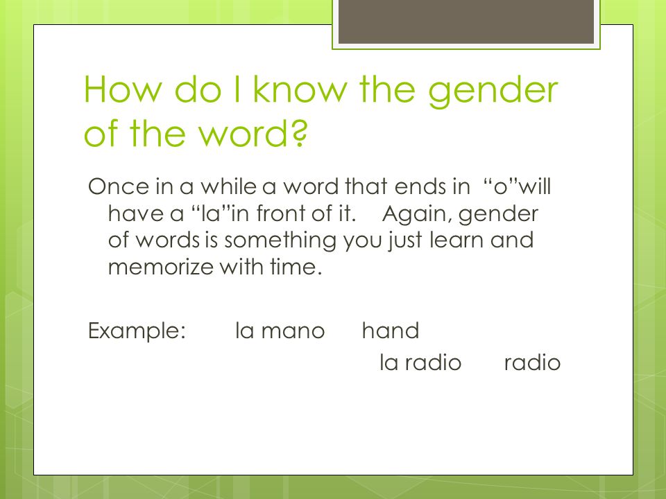 How do I know the gender of the word