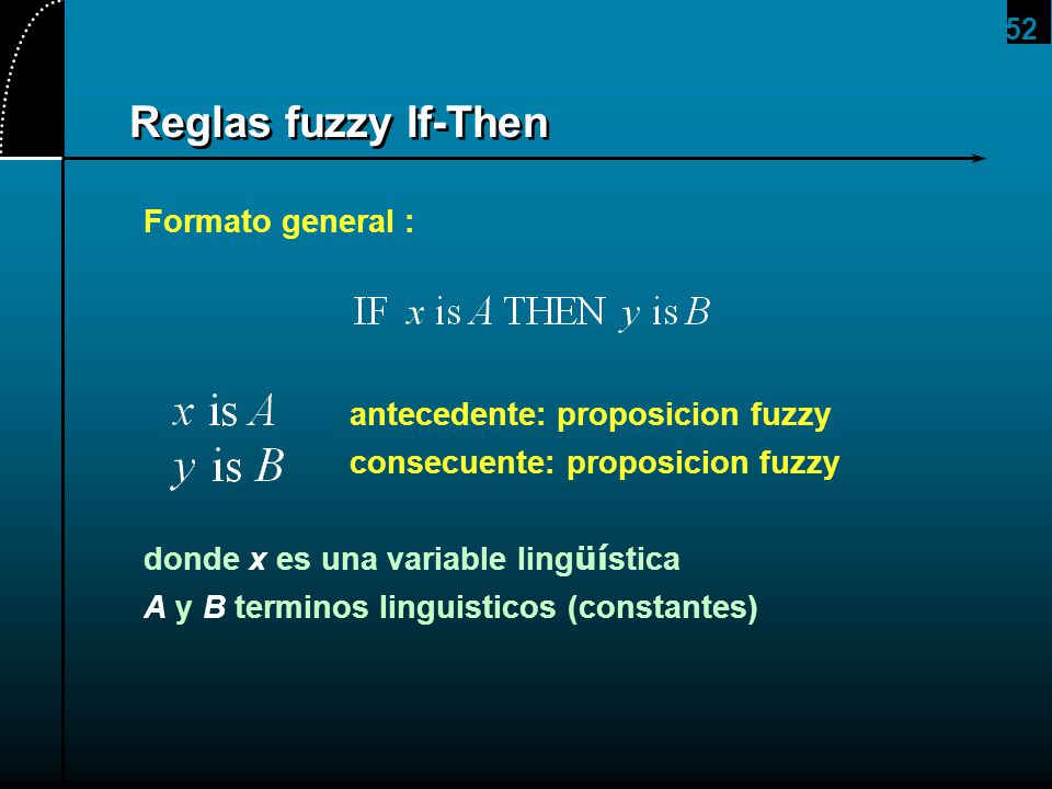 Reglas fuzzy If-Then Formato general : antecedente: proposicion fuzzy
