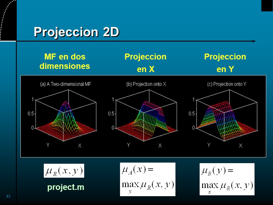 Projeccion 2D MF en dos dimensiones Projeccion en X Projeccion en Y