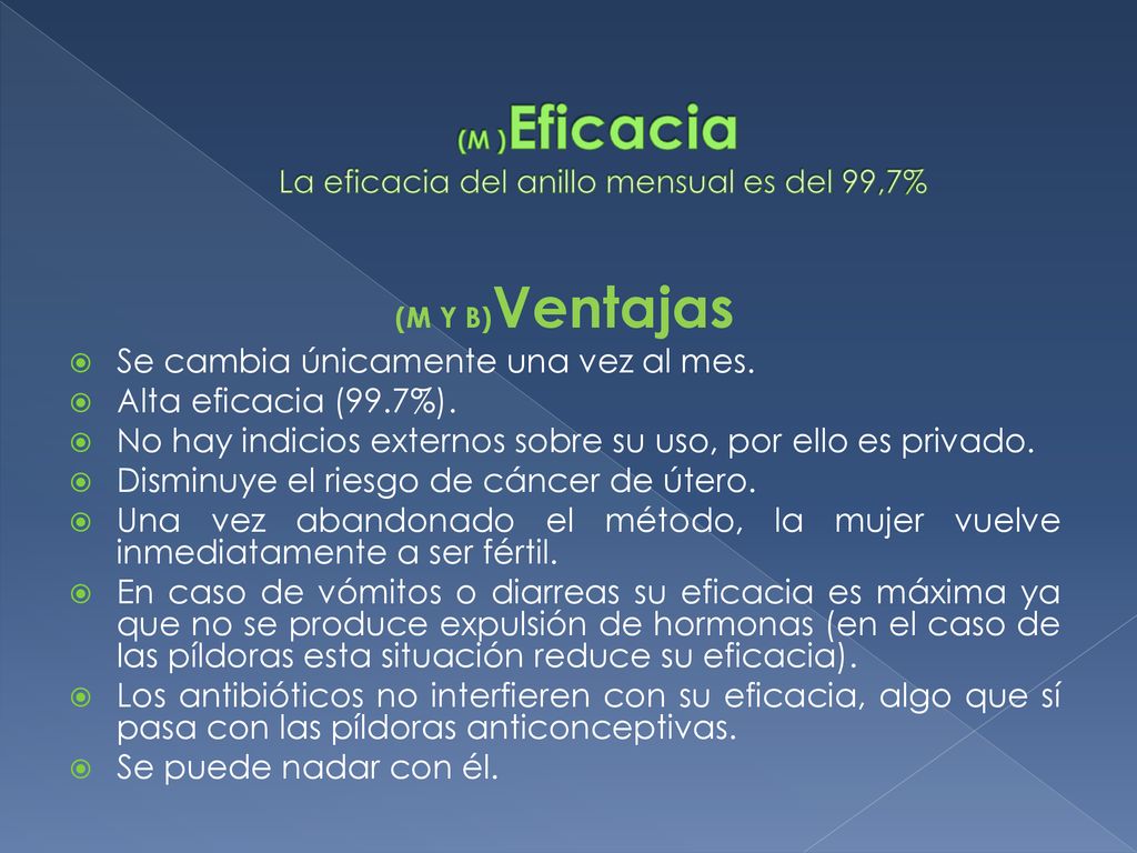 (M )Eficacia La eficacia del anillo mensual es del 99,7%