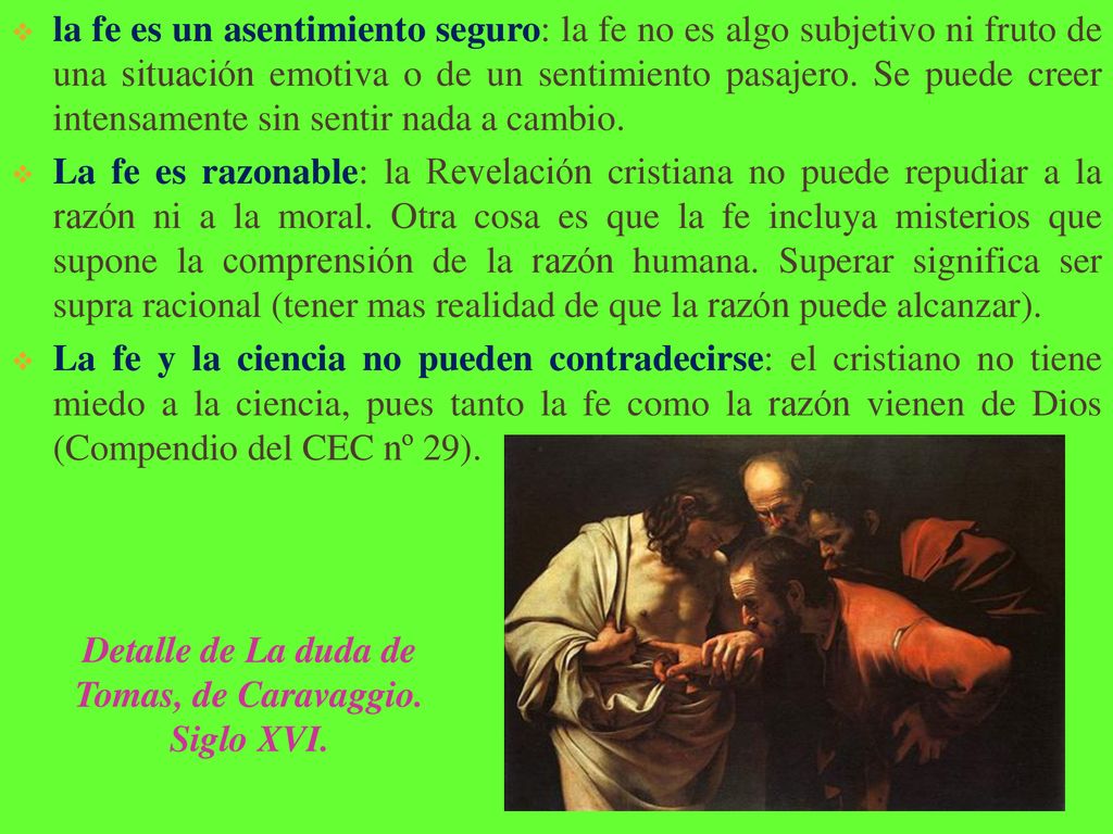 Detalle de La duda de Tomas, de Caravaggio. Siglo XVI.