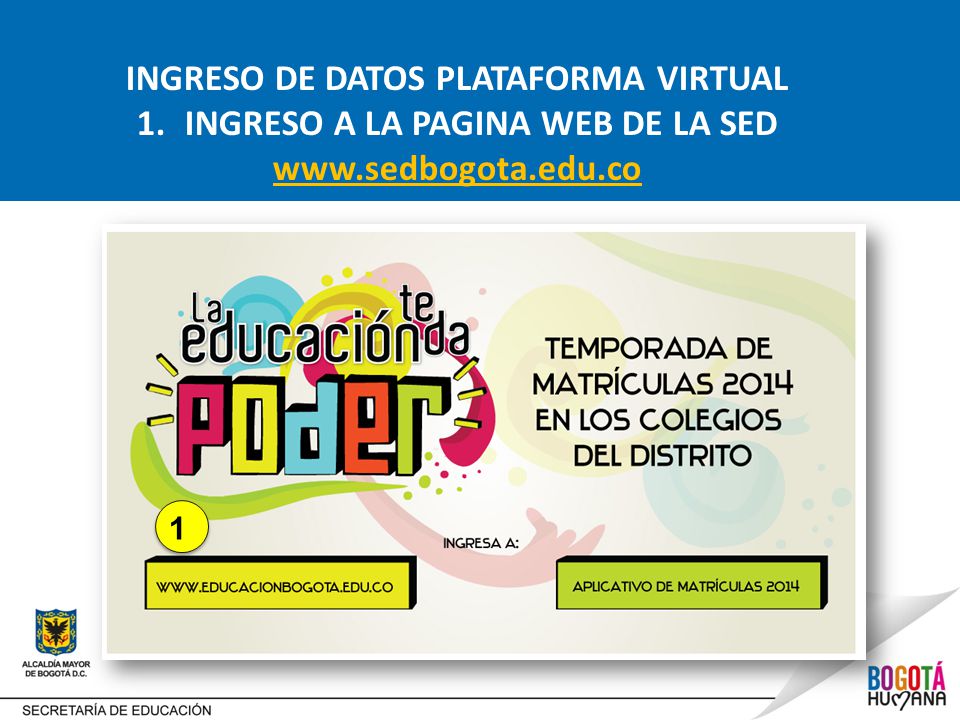 INGRESO DE DATOS PLATAFORMA VIRTUAL INGRESO A LA PAGINA WEB DE LA SED