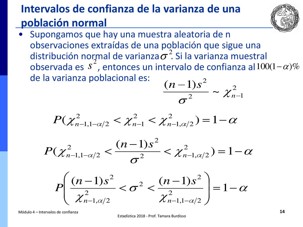 Intervalos de confianza de la varianza de una población normal