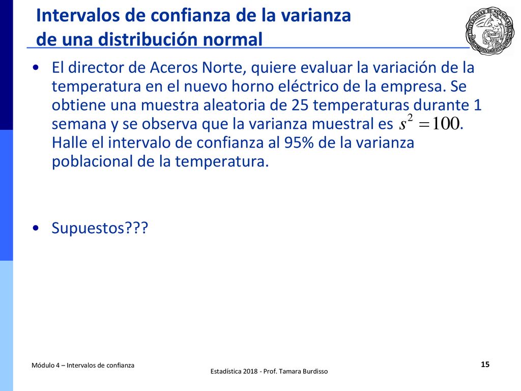 Intervalos de confianza de la varianza de una distribución normal