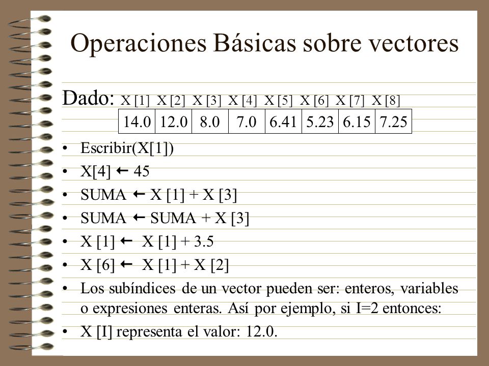 Operaciones Básicas sobre vectores