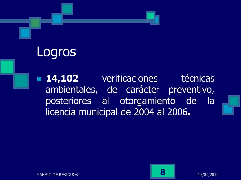 Logros 14,102 verificaciones técnicas ambientales, de carácter preventivo, posteriores al otorgamiento de la licencia municipal de 2004 al