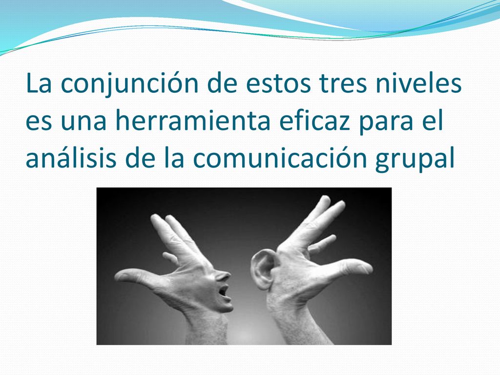La conjunción de estos tres niveles es una herramienta eficaz para el análisis de la comunicación grupal