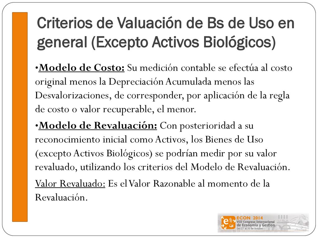 Criterios de Valuación de Bs de Uso en general (Excepto Activos Biológicos)