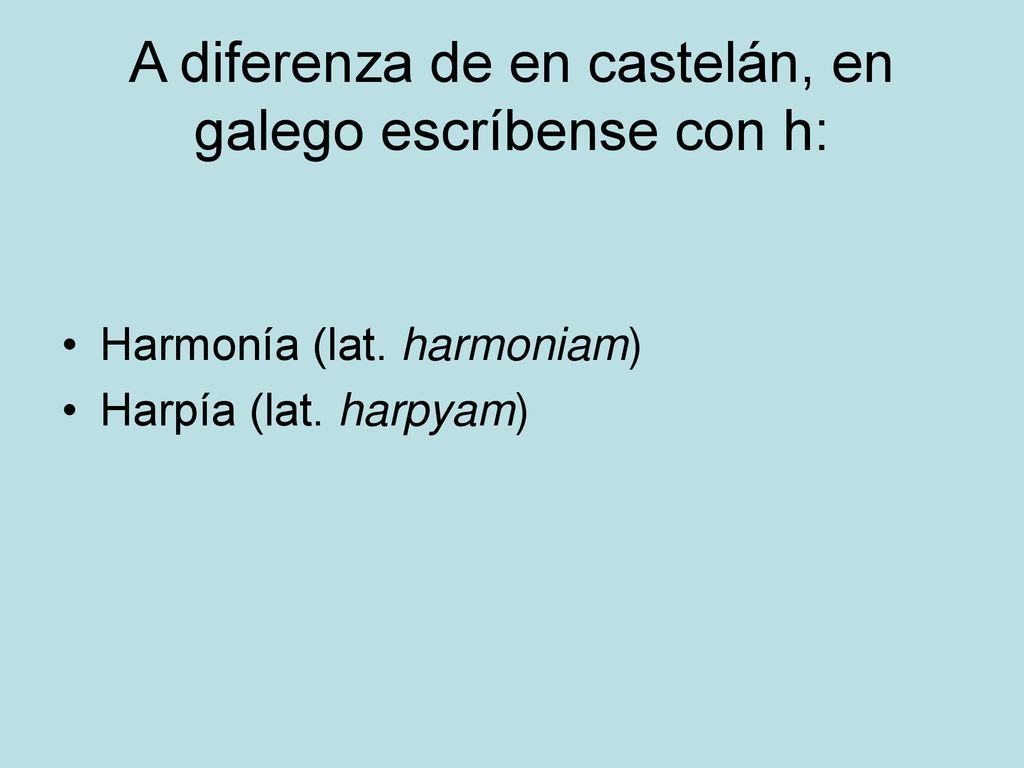 A diferenza de en castelán, en galego escríbense con h: