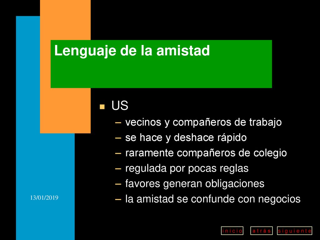 Lenguaje de la amistad US vecinos y compañeros de trabajo