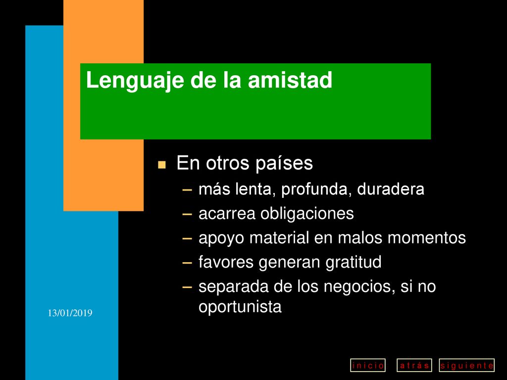 Lenguaje de la amistad En otros países más lenta, profunda, duradera