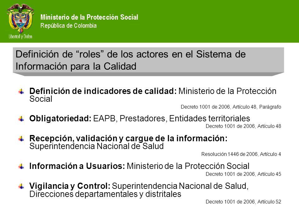 Definición de roles de los actores en el Sistema de Información para la Calidad