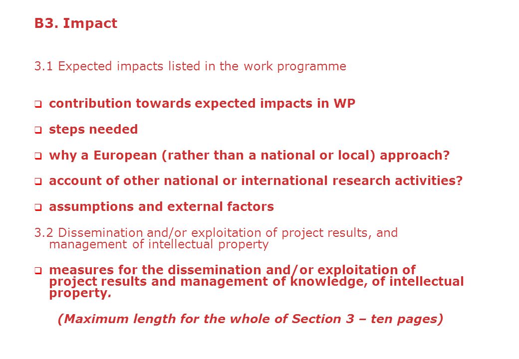 (Maximum length for the whole of Section 3 – ten pages)