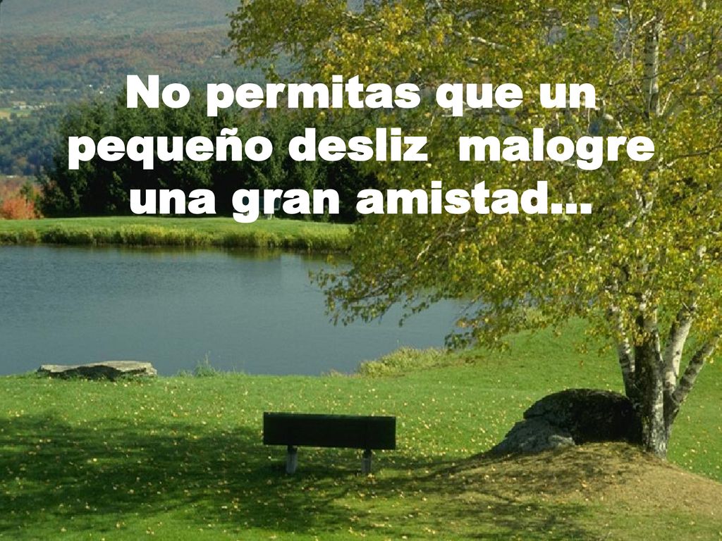 No permitas que un pequeño desliz malogre una gran amistad...