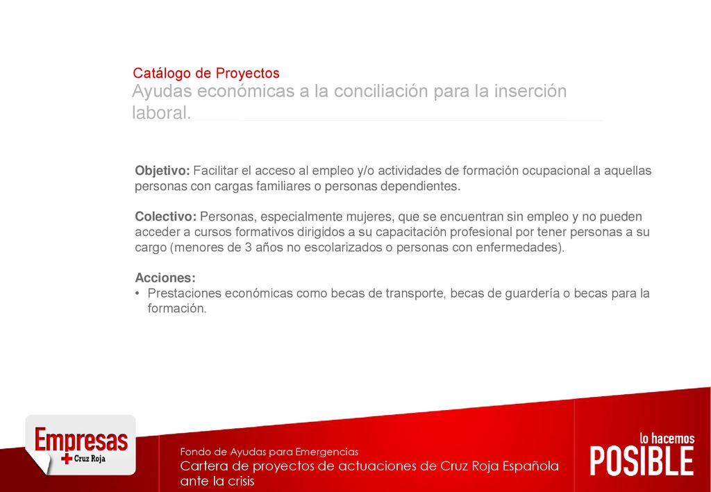 Ayudas económicas a la conciliación para la inserción laboral.
