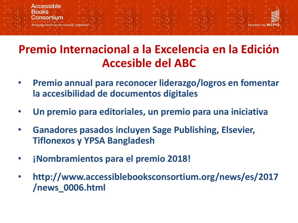 Premio Internacional a la Excelencia en la Edición Accesible del ABC