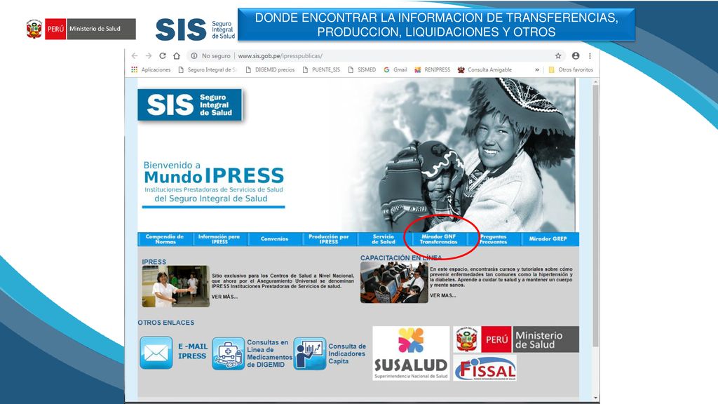 DONDE ENCONTRAR LA INFORMACION DE TRANSFERENCIAS, PRODUCCION, LIQUIDACIONES Y OTROS