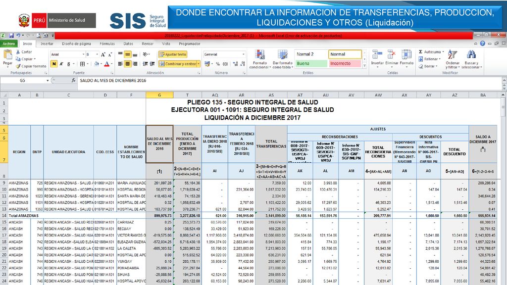DONDE ENCONTRAR LA INFORMACION DE TRANSFERENCIAS, PRODUCCION, LIQUIDACIONES Y OTROS (Liquidación)